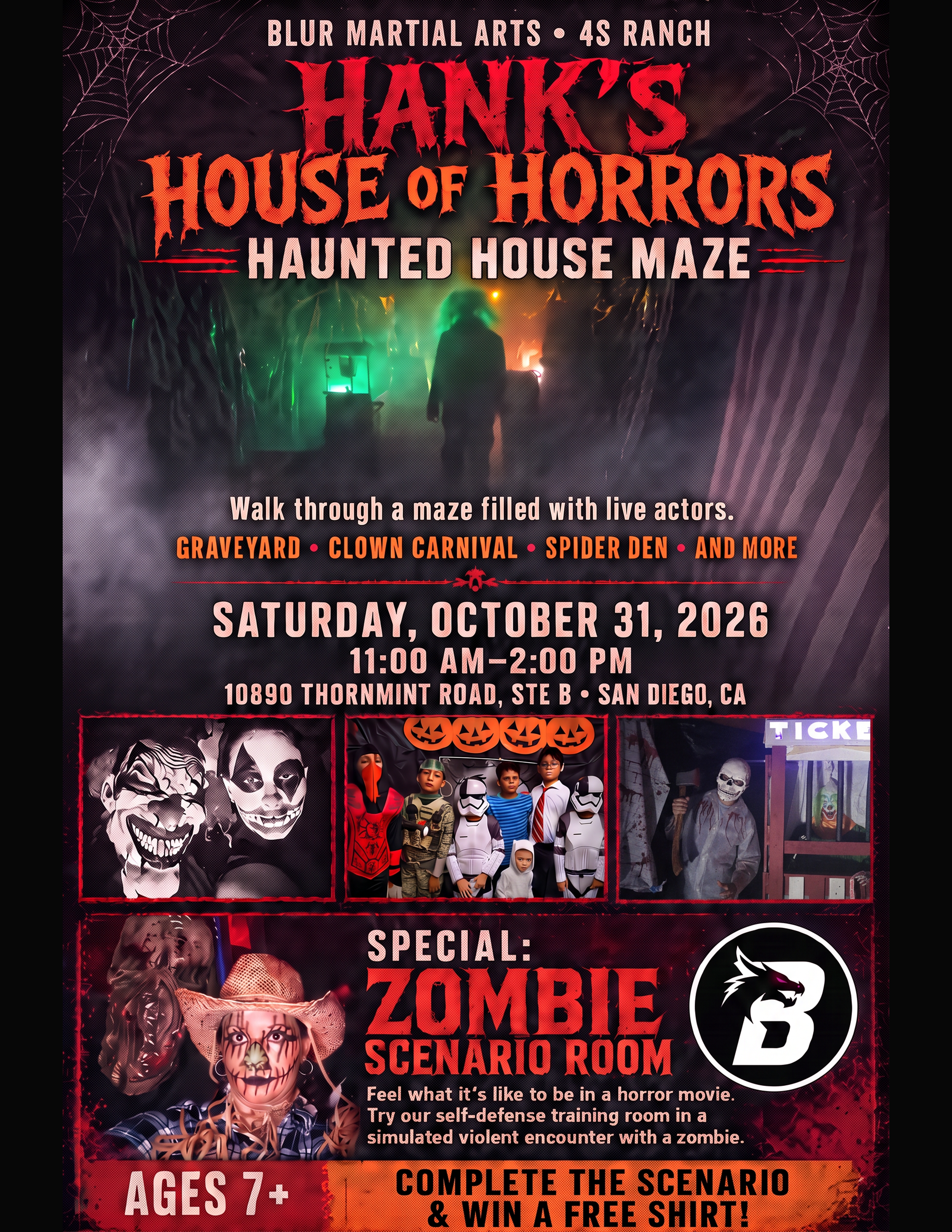 Hank's House of Horrors 2026 Haunted House Maze flyer